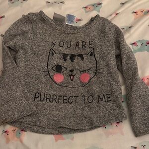 Source Unknown Gray Kids Long Sleeve Cat Tee